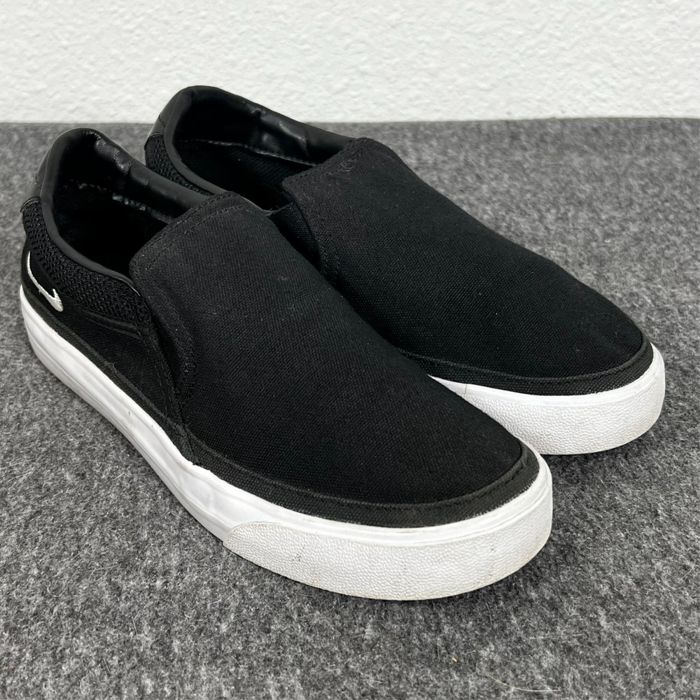 Nike Court Legacy Slip-On Canvas Sneakers Black White Womens 5.5